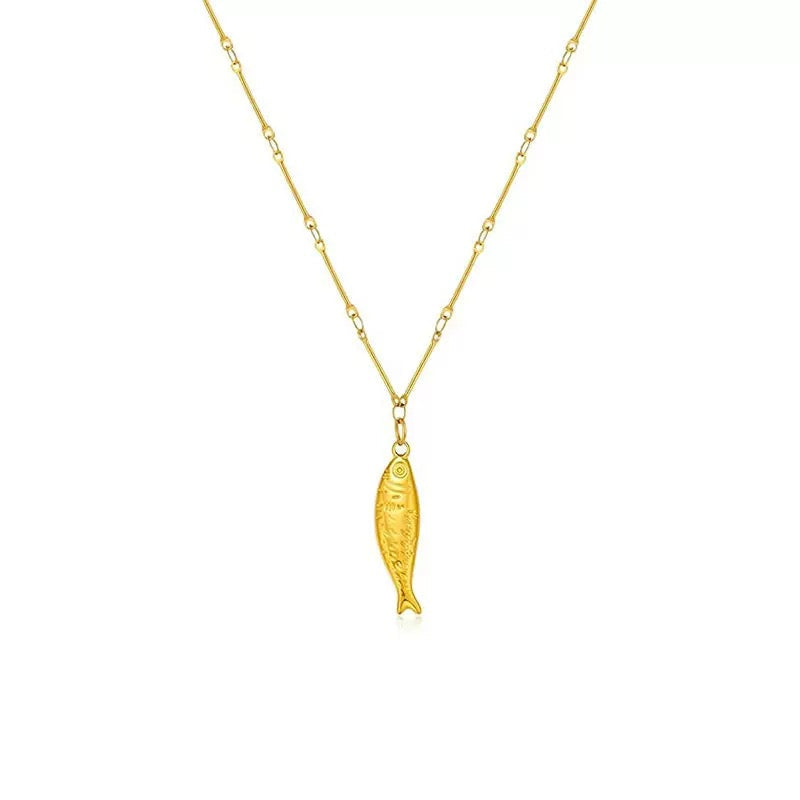 Adrian Fish Pendant Necklace- gold