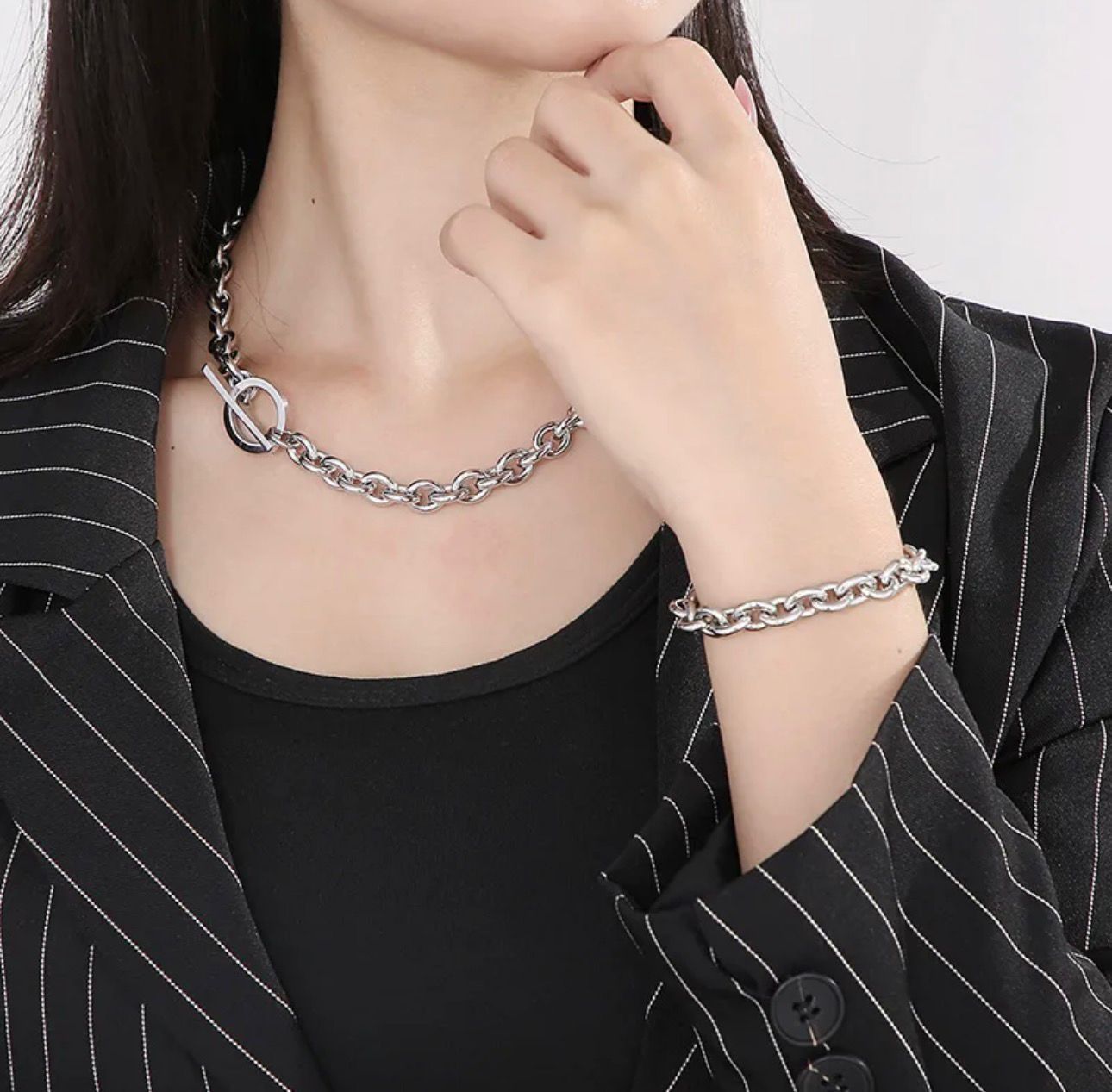 Royal Link Luxe Necklace-Silver