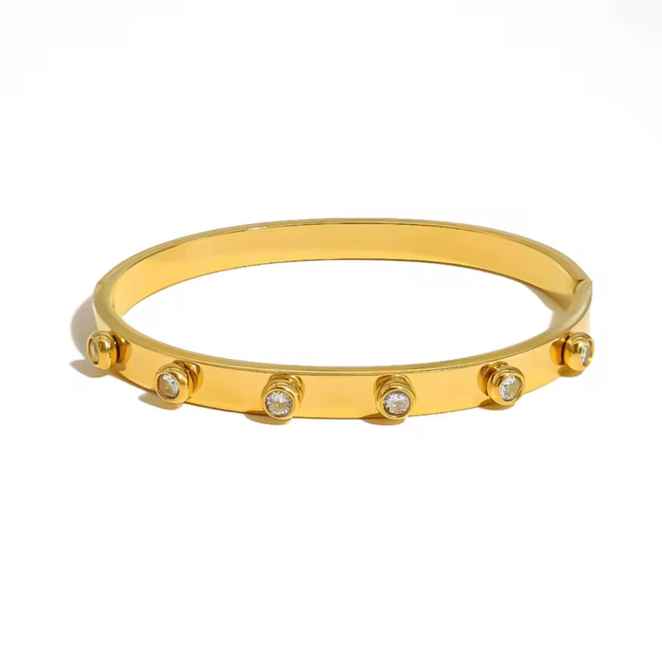Dual-Tone Studded Bangle Bracelet Gold
