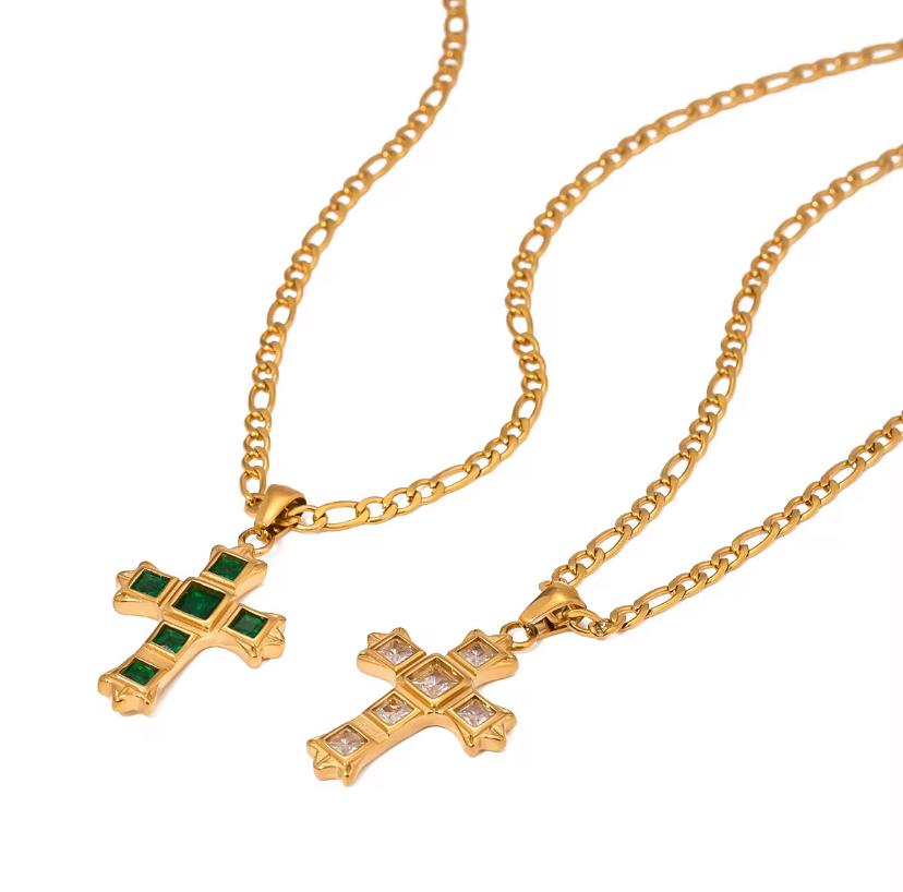Cute Unisex Cross Pendant Necklace – Gold
