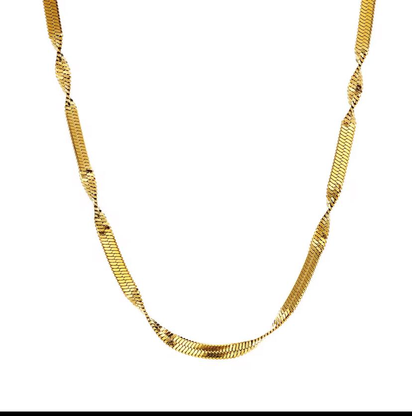 Twisted Bar Link Chain-Gold