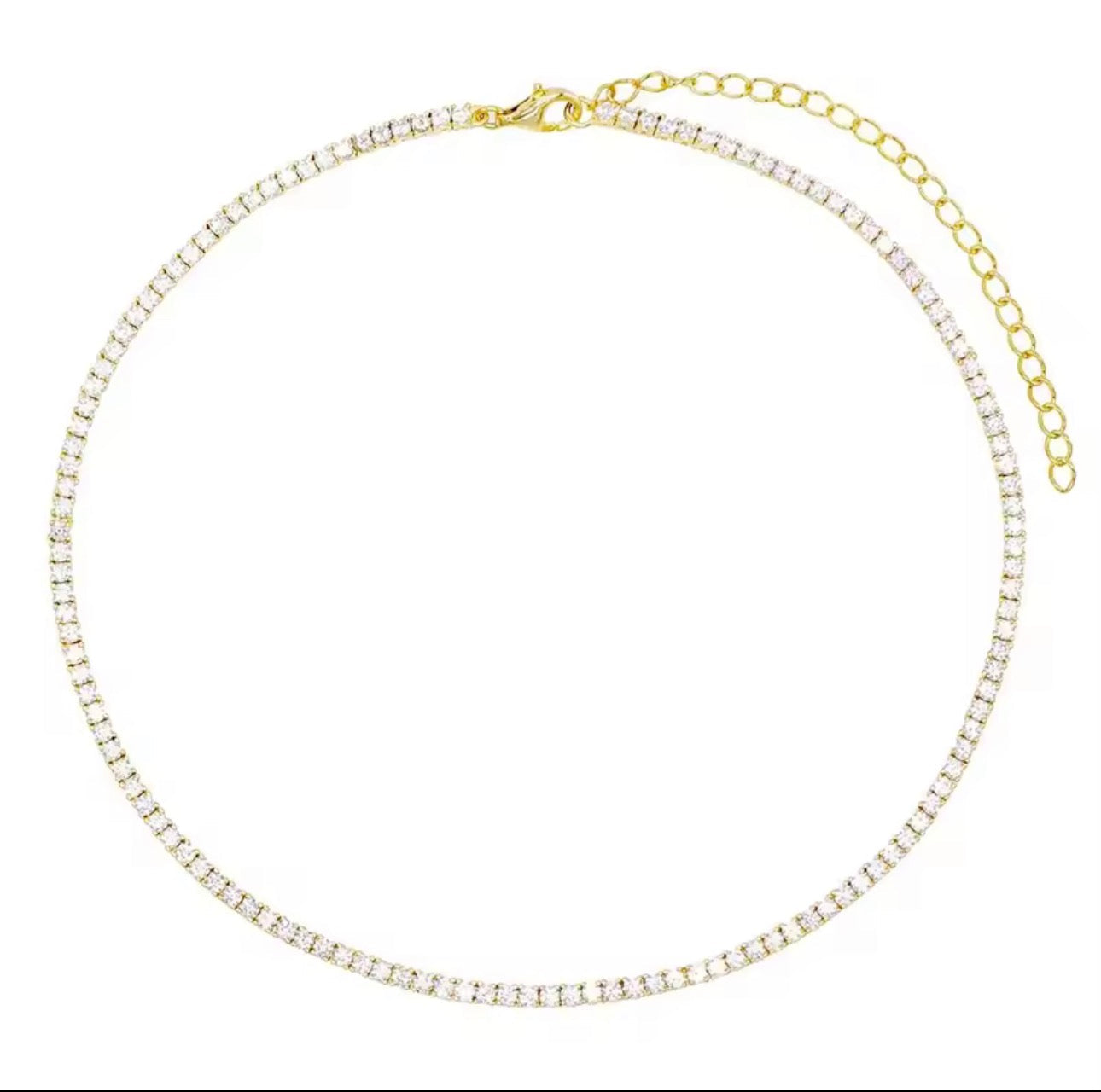 Cemdia Tennis Choker Necklace Gold