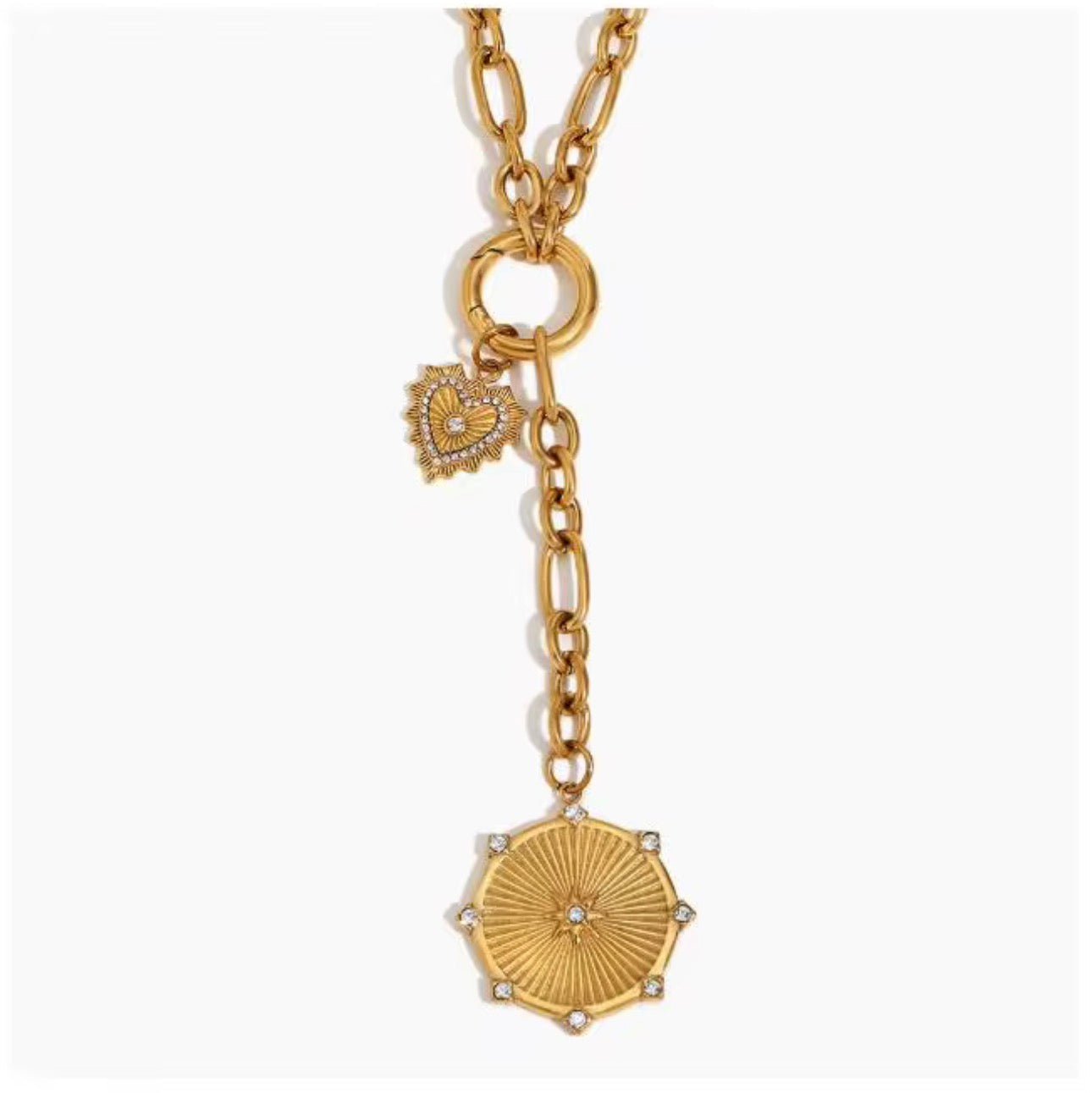 Golden Radiance Charm Necklace-Gold